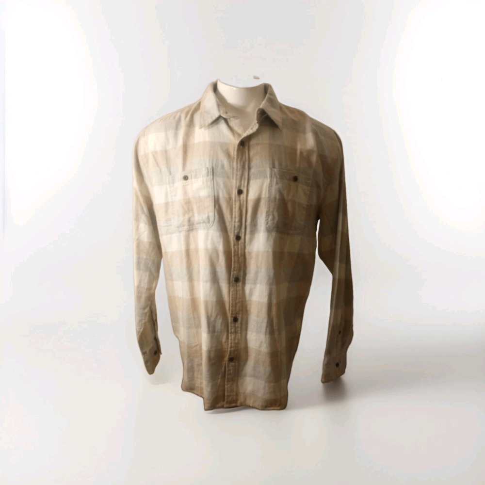 Mutual Weave Flannel Men's Sz XL Long Sleeve Button Cozy Gray Brown Plaid Soft